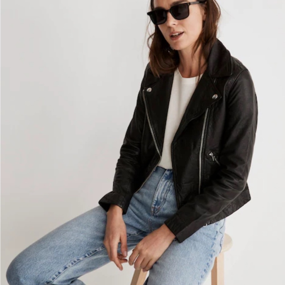 Madewell Black Leather Moto Jacket - Picture 10 of 11